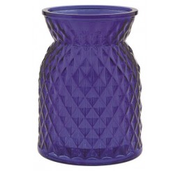 Diamond Pattern Glass Vase - Cobalt Blue